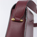 Cartier Shoulder Bag Leather Bordeaux Gold Tone Auth 208089A-9