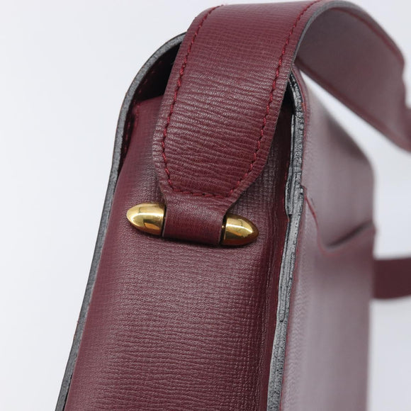 Cartier Shoulder Bag Leather Bordeaux Gold Tone Auth 208089A