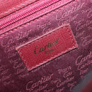 Cartier Shoulder Bag Leather Bordeaux Gold Tone Auth 208089A-19