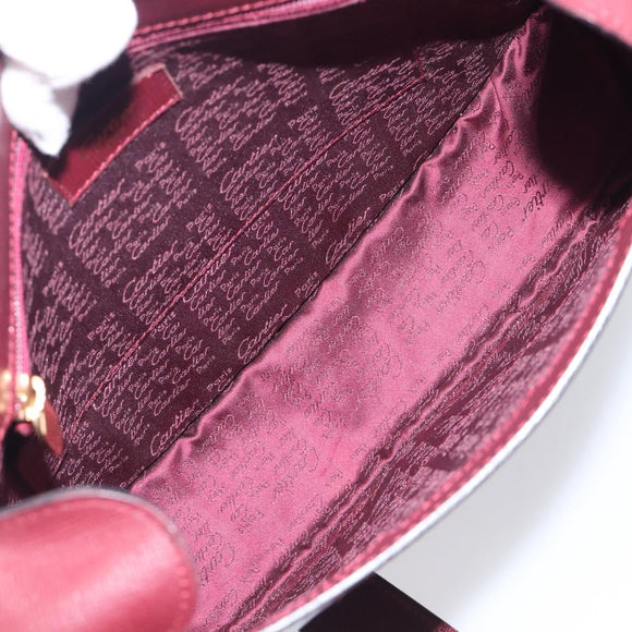 Cartier Shoulder Bag Leather Bordeaux Gold Tone Auth 208089A