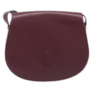 Cartier Shoulder Bag Leather Bordeaux Gold Tone Auth 208089A-13