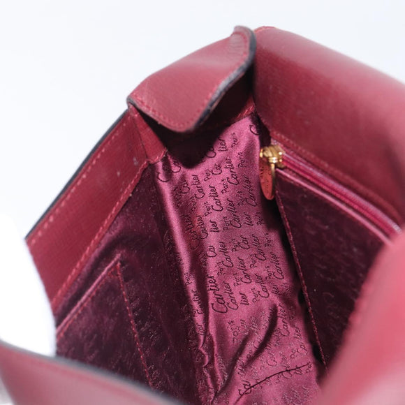 Cartier Shoulder Bag Leather Bordeaux Gold Tone Auth 208089A