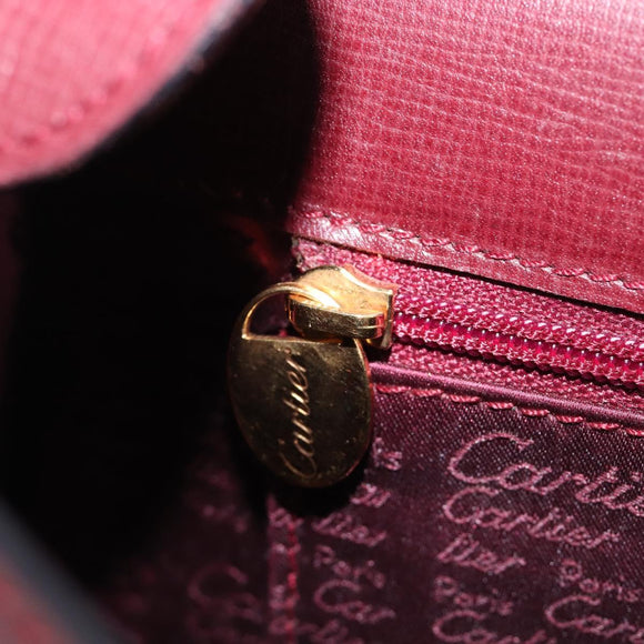 Cartier Shoulder Bag Leather Bordeaux Gold Tone Auth 208089A