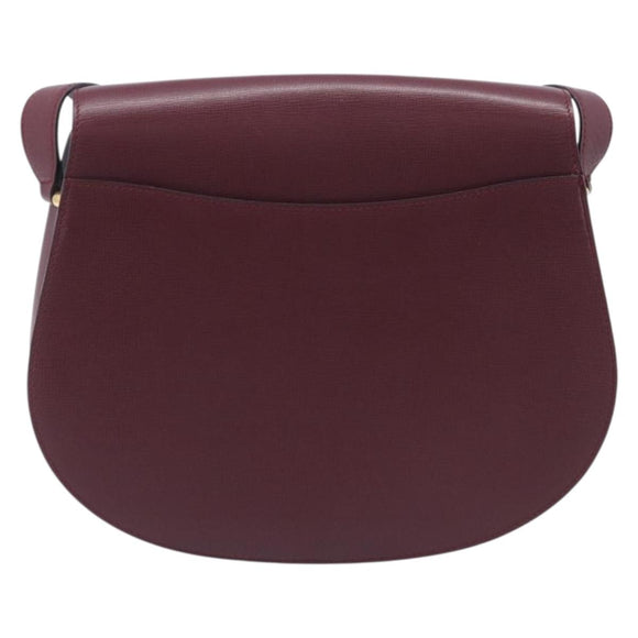 Cartier Shoulder Bag Leather Bordeaux Gold Tone Auth 208089A