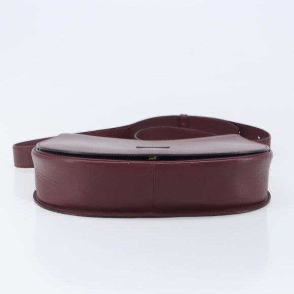 Cartier Shoulder Bag Leather Bordeaux Gold Tone Auth 208089A