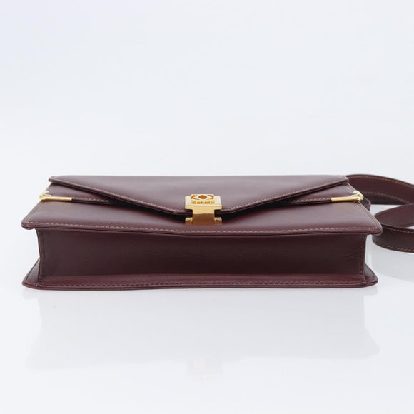 Cartier Must Line Shoulder Bag Leather Bordeaux Gold Tone Auth 208091V