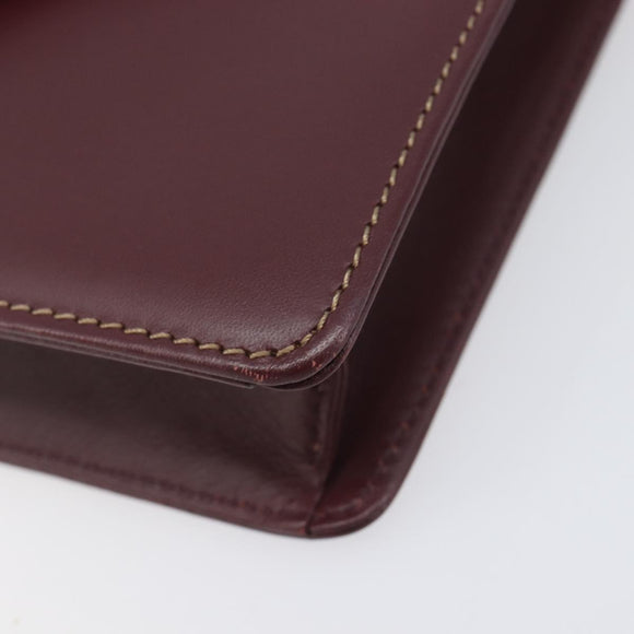 Cartier Must Line Shoulder Bag Leather Bordeaux Gold Tone Auth 208091V