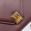 Cartier Must Line Shoulder Bag Leather Bordeaux Gold Tone Auth 208091V-17