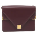 Cartier Must Line Shoulder Bag Leather Bordeaux Gold Tone Auth 208091V-2