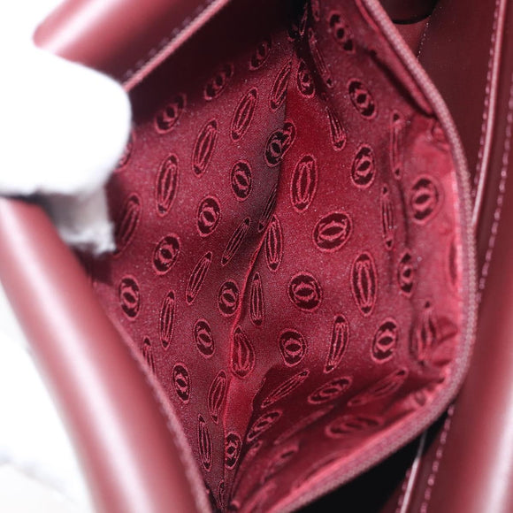 Cartier Must Line Shoulder Bag Leather Bordeaux Gold Tone Auth 208091V