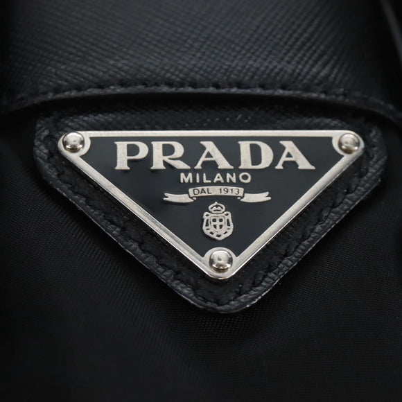 PRADA Shoulder Bag Nylon Black Silver Auth 208092V