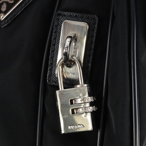PRADA Shoulder Bag Nylon Black Silver Auth 208092V