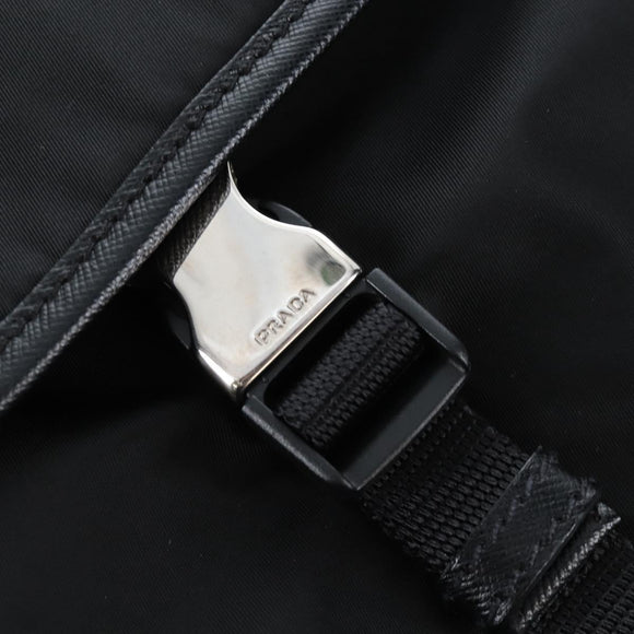 PRADA Shoulder Bag Nylon Black Silver Auth 208092V