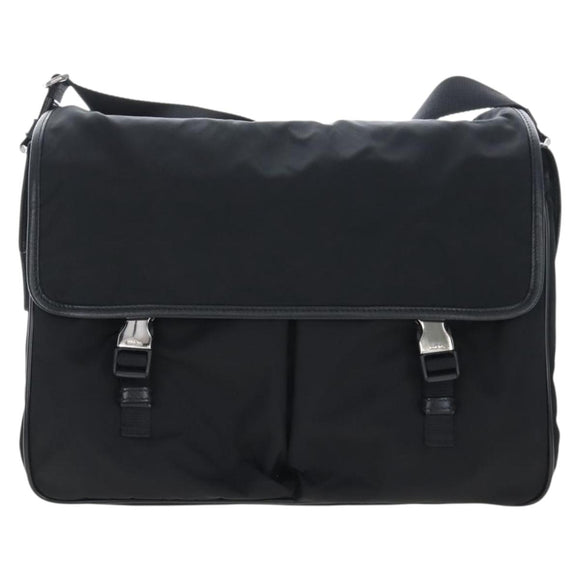 PRADA Shoulder Bag Nylon Black Silver Auth 208092V