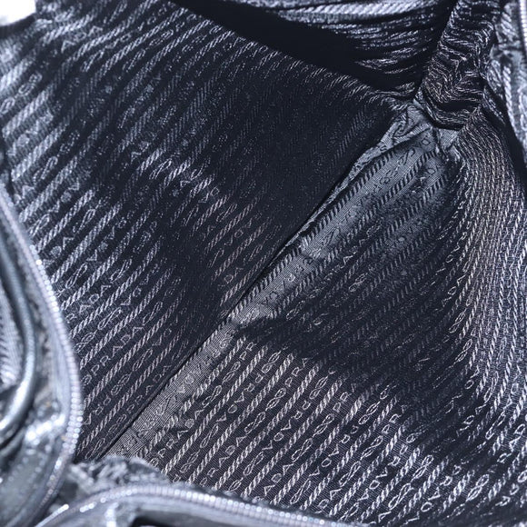PRADA Shoulder Bag Nylon Black Silver Auth 208092V