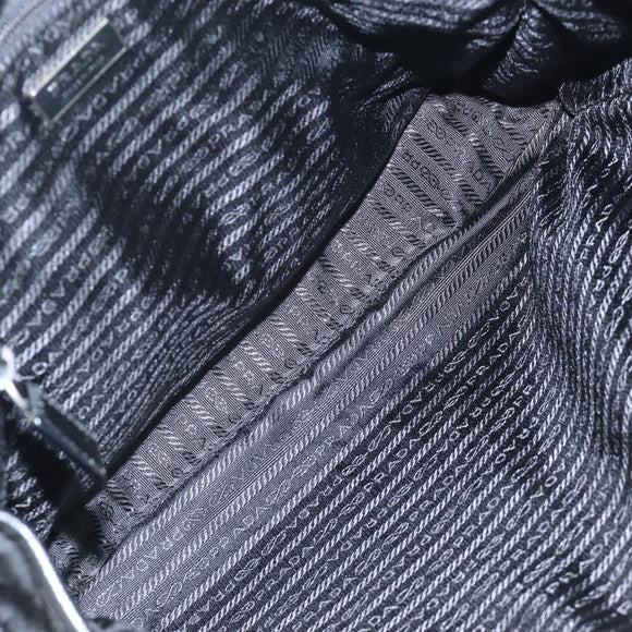 PRADA Shoulder Bag Nylon Black Silver Auth 208092V