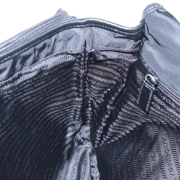PRADA Shoulder Bag Nylon Black Silver Auth 208092V