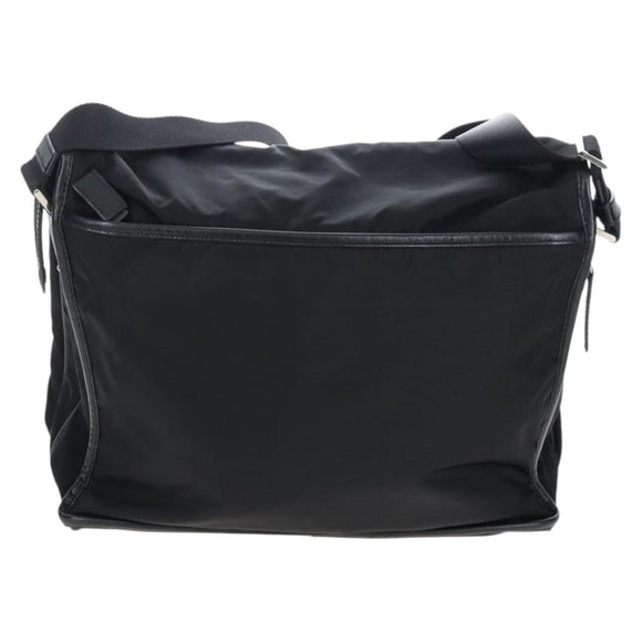 PRADA Shoulder Bag Nylon Black Silver Auth 208092V