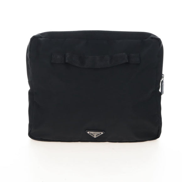 PRADA Shoulder Bag Nylon Black Silver Auth 208092V