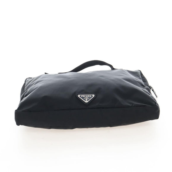 PRADA Shoulder Bag Nylon Black Silver Auth 208092V