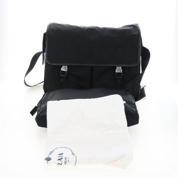 PRADA Shoulder Bag Nylon Black Silver Auth 208092V