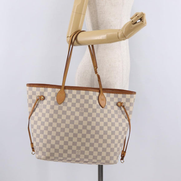 LOUIS VUITTON Damier Azur Neverfull MM Tote Bag N41605 LV Auth 208093