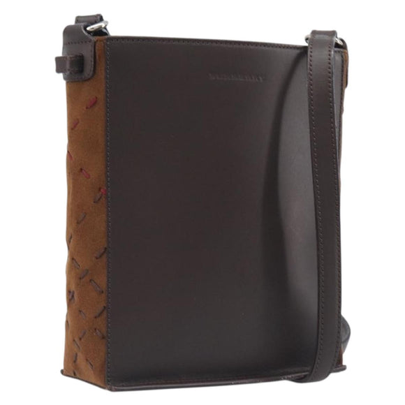 BURBERRY Shoulder Bag Leather Brown Silver Auth 208098A