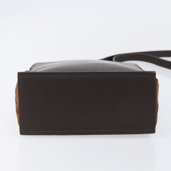 BURBERRY Shoulder Bag Leather Brown Silver Auth 208098A