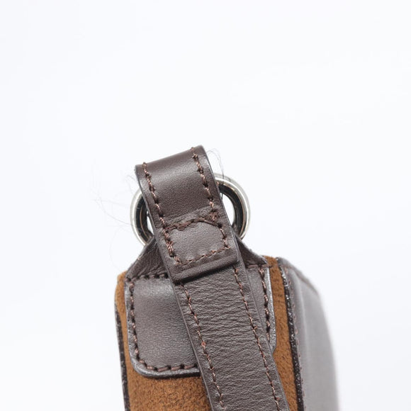BURBERRY Shoulder Bag Leather Brown Silver Auth 208098A