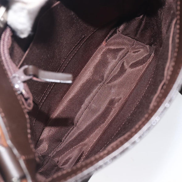 BURBERRY Shoulder Bag Leather Brown Silver Auth 208098A
