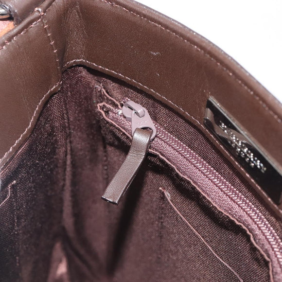 BURBERRY Shoulder Bag Leather Brown Silver Auth 208098A