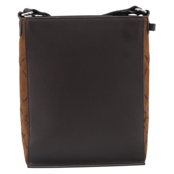 BURBERRY Shoulder Bag Leather Brown Silver Auth 208098A