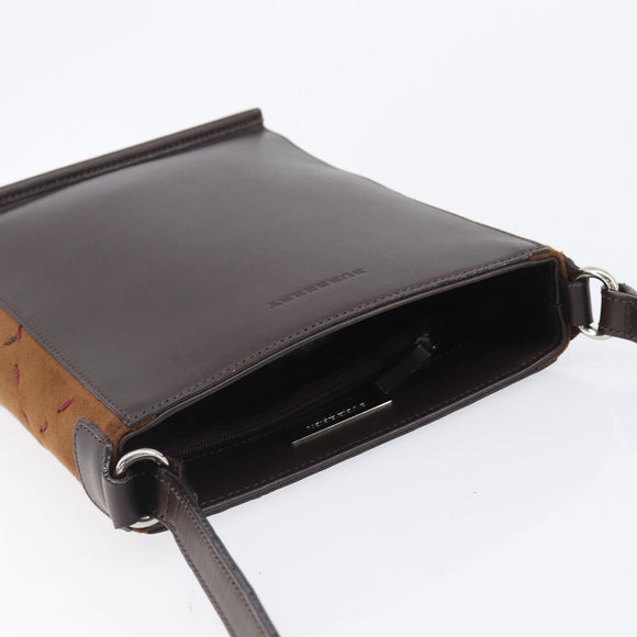 BURBERRY Shoulder Bag Leather Brown Silver Auth 208098A