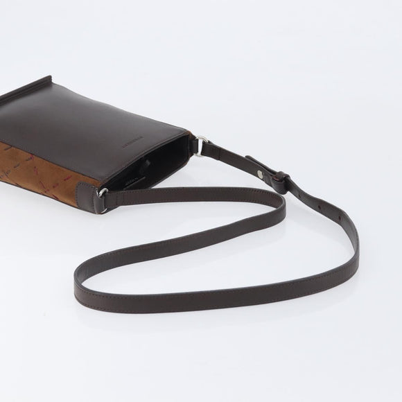 BURBERRY Shoulder Bag Leather Brown Silver Auth 208098A