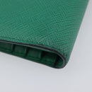 PRADA Compact Wallet Saffiano leather Green Gold Tone Auth 208099V-17