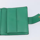 PRADA Compact Wallet Saffiano leather Green Gold Tone Auth 208099V-21