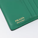 PRADA Compact Wallet Saffiano leather Green Gold Tone Auth 208099V-23