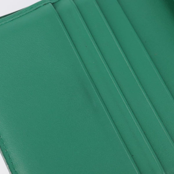 PRADA Compact Wallet Saffiano leather Green Gold Tone Auth 208099V