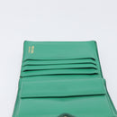 PRADA Compact Wallet Saffiano leather Green Gold Tone Auth 208099V-26