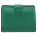 PRADA Compact Wallet Saffiano leather Green Gold Tone Auth 208099V-2