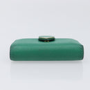 PRADA Compact Wallet Saffiano leather Green Gold Tone Auth 208099V-6