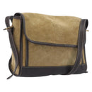 LOEWE Shoulder Bag Suede Beige Gold Tone Auth 208101-1