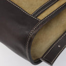 LOEWE Shoulder Bag Suede Beige Gold Tone Auth 208101-9