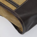 LOEWE Shoulder Bag Suede Beige Gold Tone Auth 208101-15