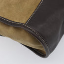 LOEWE Shoulder Bag Suede Beige Gold Tone Auth 208101-17