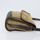 LOEWE Shoulder Bag Suede Beige Gold Tone Auth 208101-3