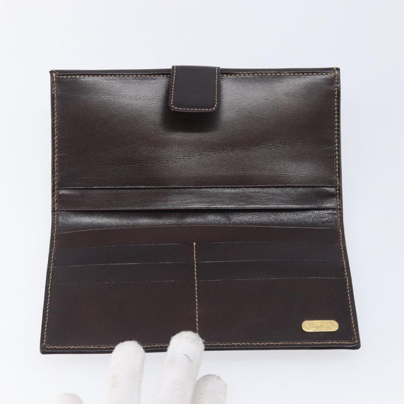 FENDI Zucca Canvas Long Wallet Brown Auth 208102V