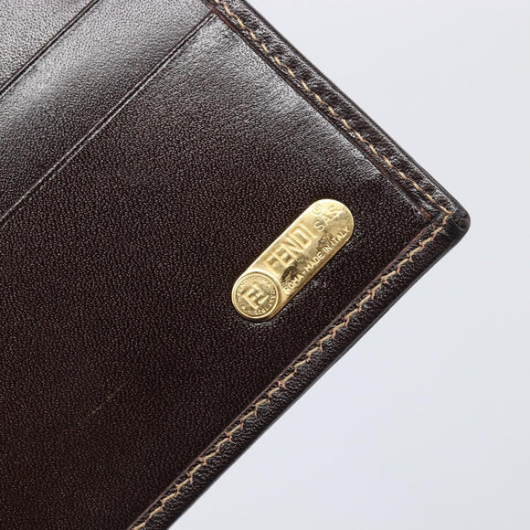 FENDI Zucca Canvas Long Wallet Brown Auth 208102V
