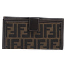 FENDI Zucca Canvas Long Wallet Brown Auth 208102V-2