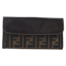 FENDI Zucca Canvas Long Wallet Brown Auth 208102V-3